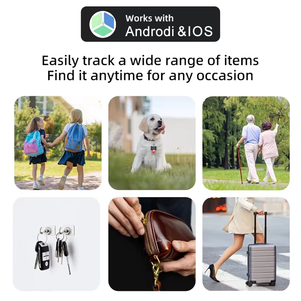 Smart Bluetooth GPS Tracker Tag with Anti-Lost Reminder Android IOS App Compatible Car Key Pet Finder Rated Locator
