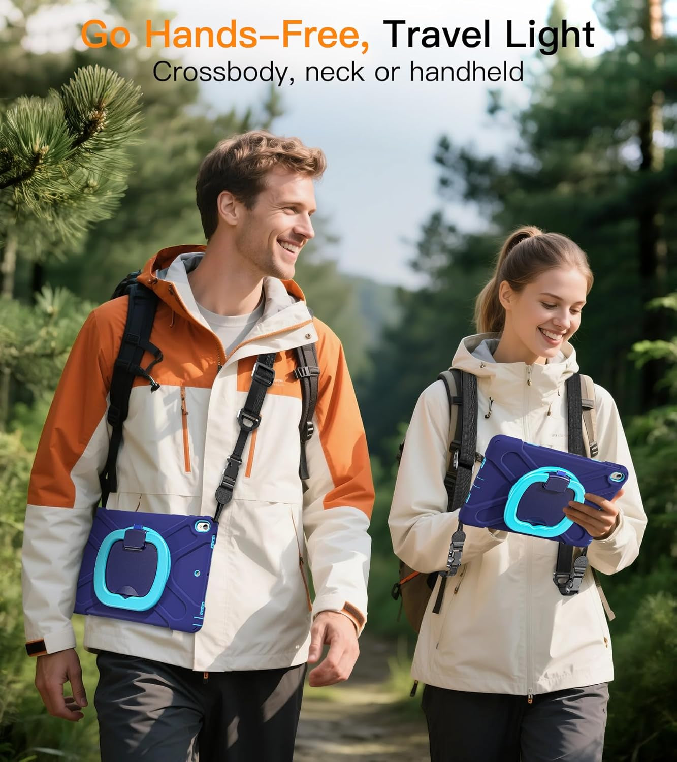 Ipad Pro 10.5 Case 2017 Released/Ipad Air 3Rd Generation Case 2019 Release; Rugged Heavy Duty Protective Cover with Pencil Holder, 360° Swivel Stand, Shoulder Strap; for Kids (Navy Blue+Blue)